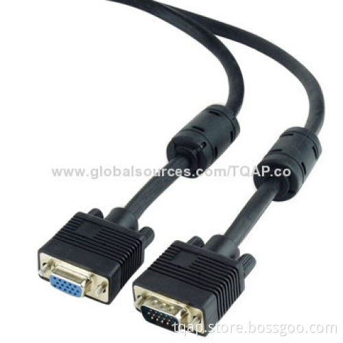 Premium VGA-Ext.HD15M/HD15F dual-shielded w/2*ferrite 10M cable